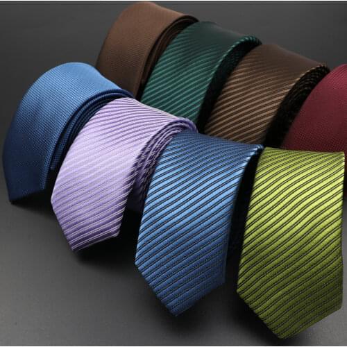 Slim Tie 5cm Solid Color Striped Red Blue Brown Green Skinny Fashion Narrow Nicktie For Men Wedding Groom Business Neck Wear