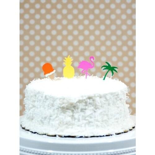 Pineapple flamigo cupcake toppers Wedding toothpicks Bridal Bachelorette Baby Shower Birthday tropical Summer Party Decor
