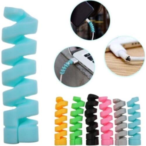 Universal Silicone Spiral Data Cable Protective Cover Anti-breaking Threaded Storage Cable Winder (Random Color)