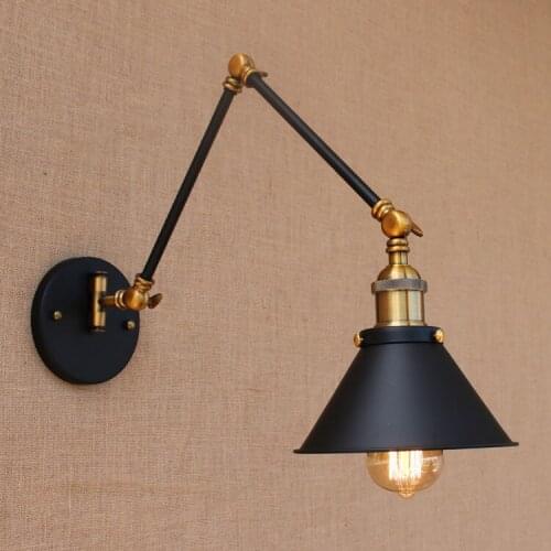 Loft Style Antique Swing Arm Wall Sconce Iron Rotate Bedside Wall Lamp Edison Vintage Wall Light Fixtures Home Indoor Lighting