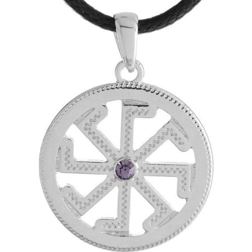 Vintage Nordic Symbol Crystal Pendant Viking Rune Amulet Pagan Mens Necklace