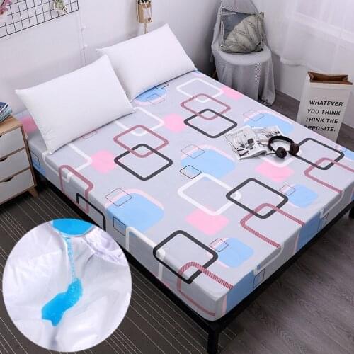Plaid Printing Waterproof Mattress Cover Fitted Bed Sheet Bed Covers Sheets with Elastic Band Mattress Protector For Anti-mite