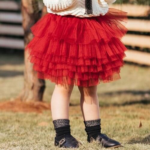 Girls Net Yarn Cake Skirt Spring Autumn Fashion Childrens Clothing Tulle Skirt Kids Little Girls Tutu Skirt KF1058