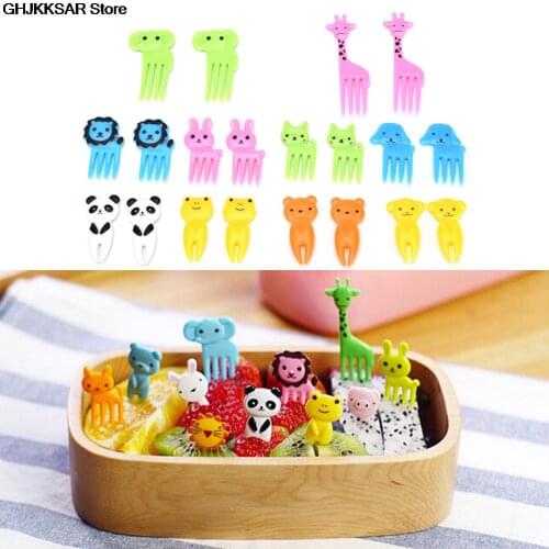 10PCS/Set Animal Farm Fruit Fork Mini Cartoon Children Snack Cake Dessert Pick Toothpick Bento Lunches Party Decoration
