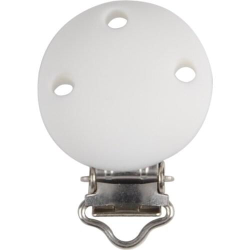 10pcs Round Shaped Pacifier Clip Silicone Bead Baby Clip Teething Accessories Clip Clasps Toy DIY Pacifier Chain Tool