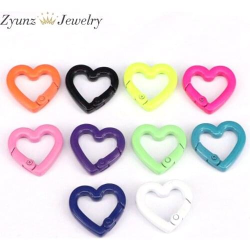 10PCS, Enamel Heart Spring Gate, Colorful Heart Clasp, Snap Clip Trigger Clasp, Spring Buckle for Chain Purse Key Jewelery