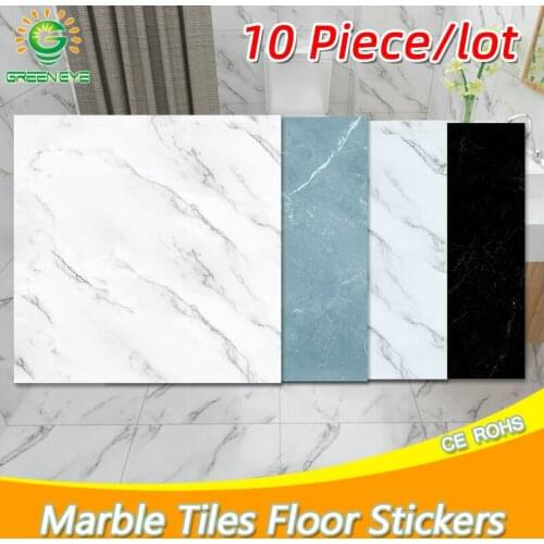 10pcs Wall Sticker Self Adhesive waterproof PVC Tiles Floor Stickers Marble Bathroom living room Bedroom Ground Thick Wallpapers
