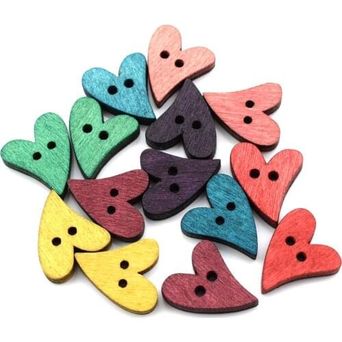 100PCS 2 Hole Heart Series Wood Buttons Sewing Scrapbooking Gift Handwork Home Clothing Decor Wooden Decorative Handmade DIY