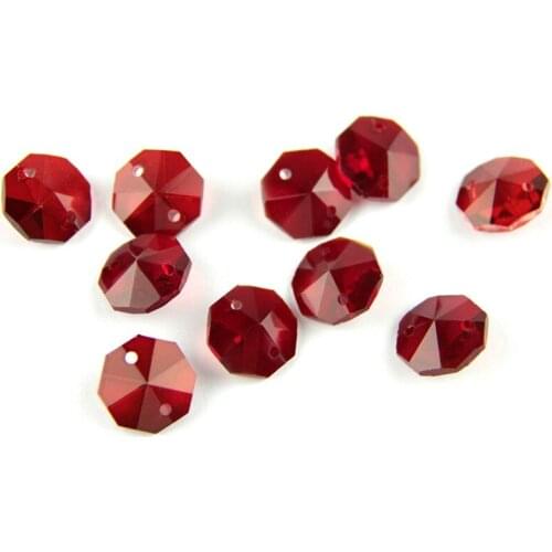 1000pcs 14mm Dark Red Crystal Chandelier Bead In 2 Holes For Glass Beads Garland Strand Hanging Decoration