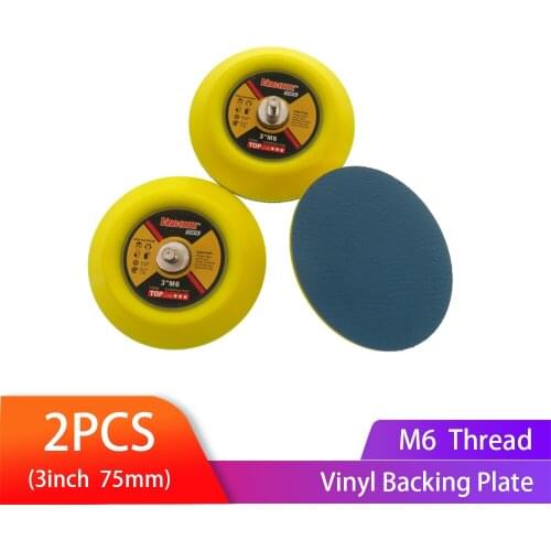 2pcs 3" 75MM Vinyl Face PSA Sanding and Backing Plate with M6 Thread Replacement Pad Abrasive Tools