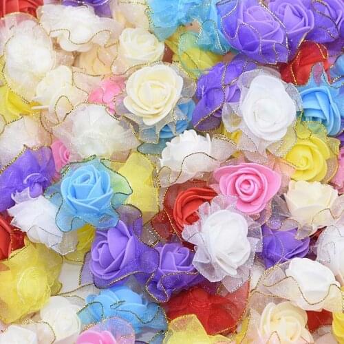 20Pcs/lot 4cm PE Foam Silk Rose Artificial Flower Heads for Wedding Home Decoration DIY Florasl Wreath Fake Rose Flower Supplies