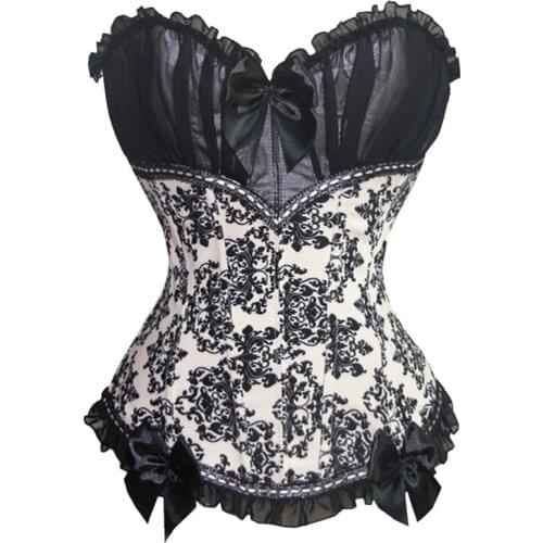 2020 European style Womens Strapless Floral Gothic Lolita lace corset lady sexy Overbust Corset Top for lady