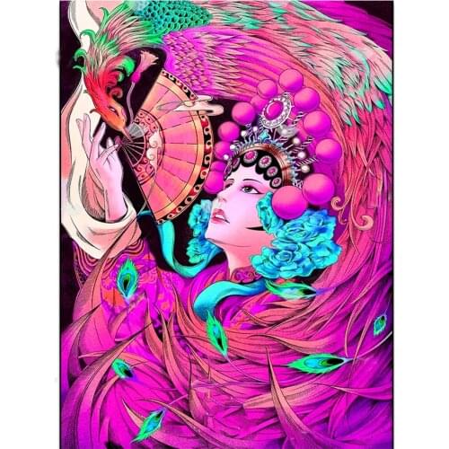 Diy Handmade 5d Diamond Painting Opera Woman and Phoenix rhinestone Mosaic pattern home decoration square round Drill B73