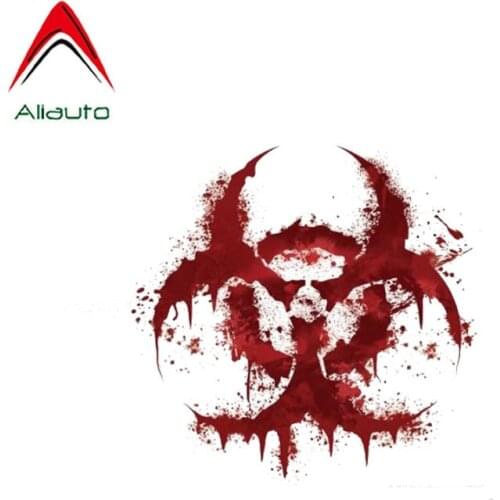 Aliauto Terror Car Sticker White Bloody Biohazard Accessories Personality Reflective Cover Scratch Creative Decal PVC,11cm*11cm