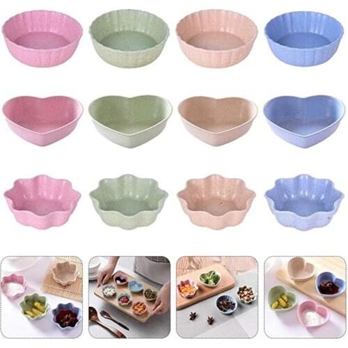 Seasoning Dish Flower Heart Round Shape Snack Plate for Sugar, Soy Sauce, Vinegar and Almost All Kinds of Seasoning Pink Flower