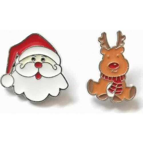 2 Style Merry Christmas Brooch Pin Santa Claus Elk Enamel Badge Brooches For Women Fashion Party Jewelry Gifts