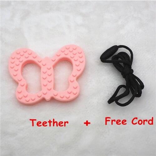 Chenkai 2PCS Cute Silicone Butterfly Teether DIY Baby Animal Pendant Pacifier Dummy Sensory Jewelry Making Charms BPA Free Toy