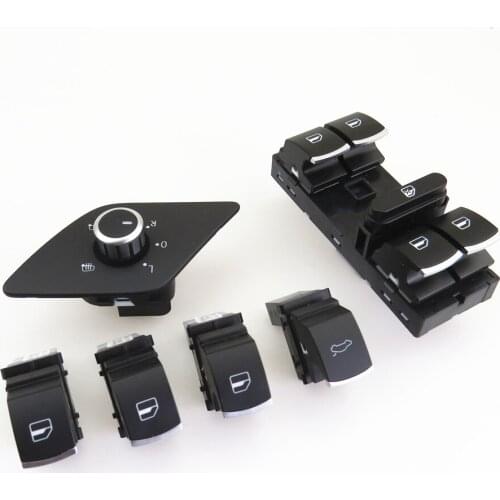 FHAWKEYEQ 6 Pcs Chrome Electronic Window Master Switch & Side Mirror Knob & Glass Trunk Tid Lock Button For Jetta MK6 16D959565A