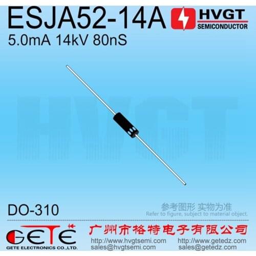 HVGT,High voltage diode 14kV,ESJA52-14A, Silicon rectifier diode 5mA 14kV 80ns, Fast recovery, High frequency, 100pcs/bag