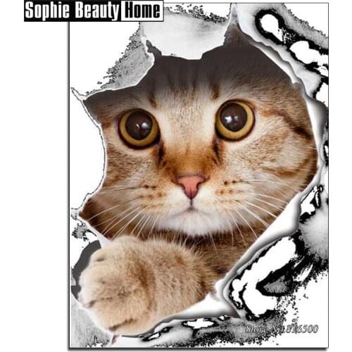 DIY 5D Diamond Mosaic Animal Cute Cat Handmade Diamond Painting Cross Stitch Kits Rhinestones Diamond Embroidery Patterns 187093