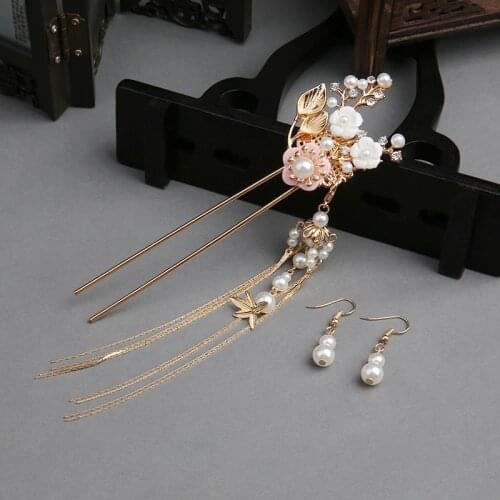 Chinese Costume Hairpin Women Antique Immortal Tassel earrings hair stick women hair accessories