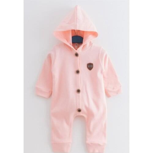 Powder Pink Baby Girl Rompers Hooded Girls Babies Clothes Outfit Models Kids Cotton Comfortable 2021 Fashion Style Models