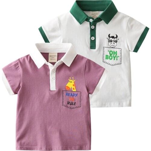 Cartoon Boys Polo Tshirt Cute Cotton Toddler Tops Tees Summer Children Shirt Kids Clothes