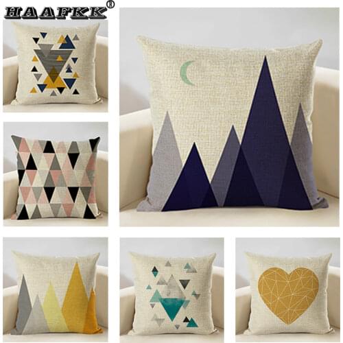 Yellow Geometric Cushion Cover Nordic Round Triangle Pillowcase Deer Heart Throw Pillow Car Office Bed Room Cushions Gift