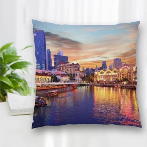 New Singapore Night View Pillow Slips With Zipper Bedroom Home Office Decorative Pillow Sofa Pillowcase Cushions Pillow Cover