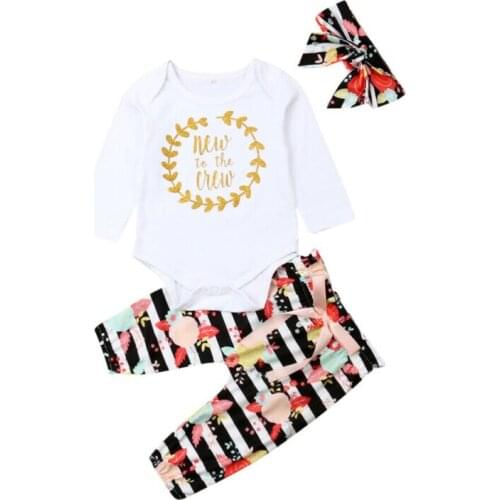 Baby Clothes 2019 Autumn Newborn Kids Baby Girl Clothes Long Sleeve Tops+Floral Pants+Headband Outfit Set