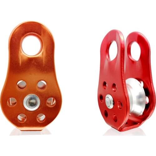 Orange Climbing Pulley Fixed Sideplate Single Sheave Pulley Outdoor Survival Tool High Altitud Traverse Hauling Gear