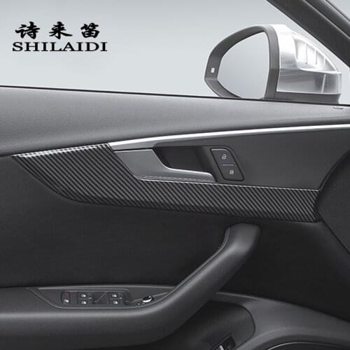 Carbon Fiber Interior Door Panel Decorative bowl Covers Trim For Audi A4 B9 A5 Car Styling Door Handle Stickers Auto Accessories