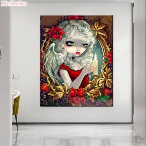 Full Diamond Embroidery Cartoon Flower girl 5D Diamond Painting Cross Stitch Mosaic Needle Craft Christmas decor Gift