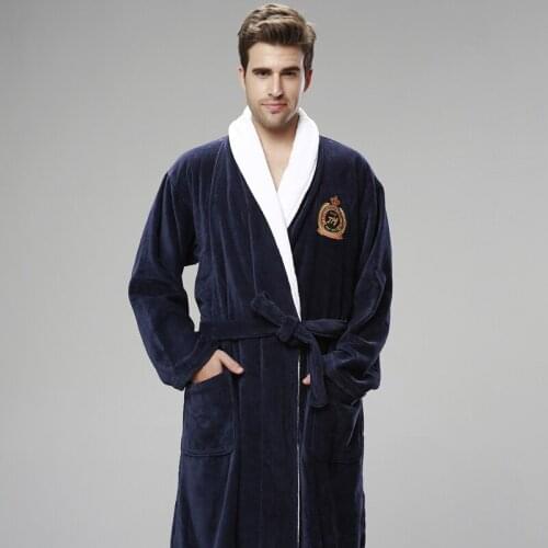 Plus Size Mens Bathrobe Winter Sleepwear Terry Robe Man Dressing Gown Home Robe Toweling Hotel Bathrobes Men Kimono Bath Robes