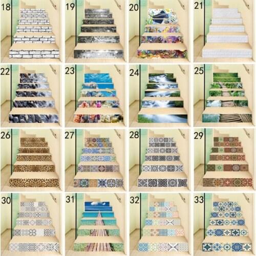 6pcs/set 3D Stone Staircase Stair Riser Floor Sticker Self Adhesive DIY Stairway Waterproof PVC Wall Decal 87HB