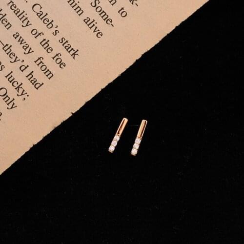 100% REAL S925 Sterling Silver Korean Simple Stud Earrings Row Zirconia Rectangular Glamour Jewelry Wholesale