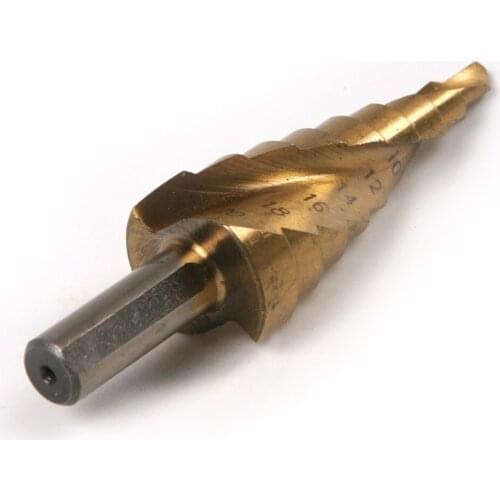 HSS Titanium Spiral Groove Step Drill Cutter Bit Triangle Shank 4mm Step Diameter 4-32mm
