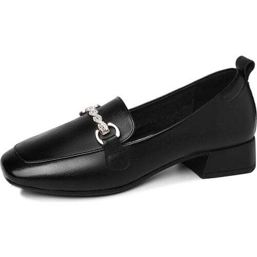 Square-Toe And Square-Heel Single Shoes With Feet Solid Color WomenS Shoes Waterproof Platform WomenS Shoes