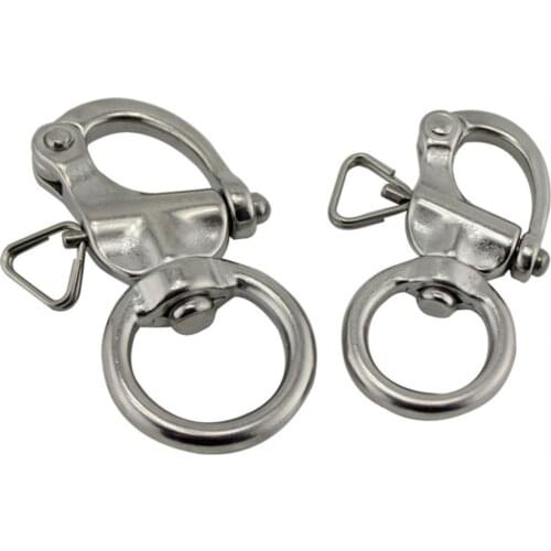 4 PCS Stainless Steel 316 65MM Ring Rotating Spring Shackle Fast Gunner Camera Strap Buckle