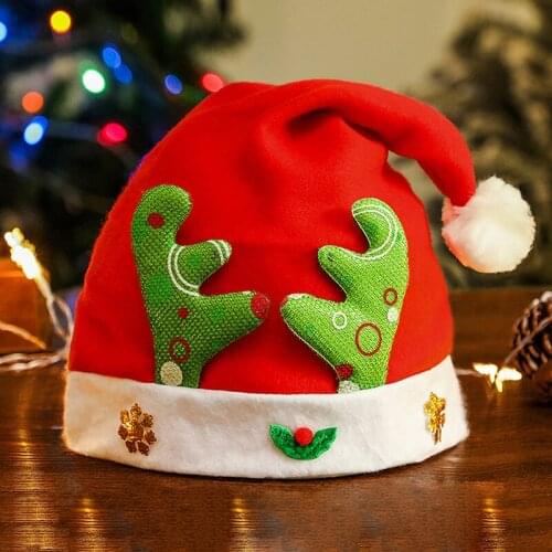 High Quality Christmas Santa Claus Red Caps Antler Hat For Adult And Children XMAS Decor New Years Gifts Home Party Supplies