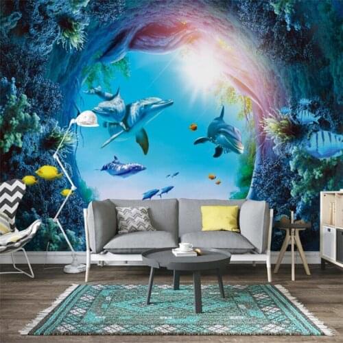 Wellyu wallpaper for walls 3 d 3D Underwater World Dolphin Background Wall Wallpaper Murals wallpapers for living room