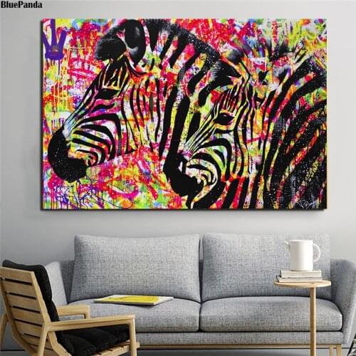 Zebras Animal Nordic Style Poster Graffiti Print Street Art Canvas Painting Landscape Picture Home Decor