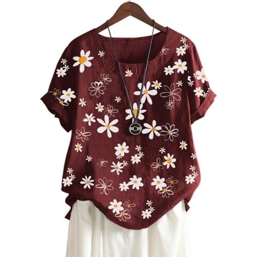 Women 2021 Summer Floral O-neck Short Sleeve T-shirt Tops Woman Plus Size Oversized Ladies Streetwear Tee Shirt Femme