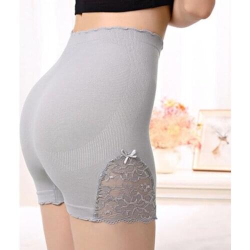 New Coming Lace Floral Side Safety Pant For Women High Waist Stretchy Solid Color Safety Pants