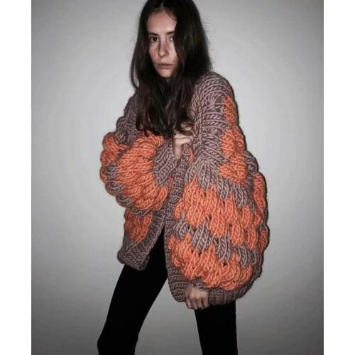 TEELYNN sweaters coat for women winter warm thick 2019 hand knitted sweater Balloon long sleeve boho outwear sweater cardigans