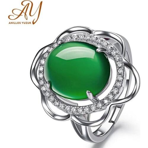 Anillos Yuzuk Genuine Chalcedony Ring Solitaire 925 Sterling Silver Rings For Women Engagement Ring Silver 925 Gemstones Jewelry