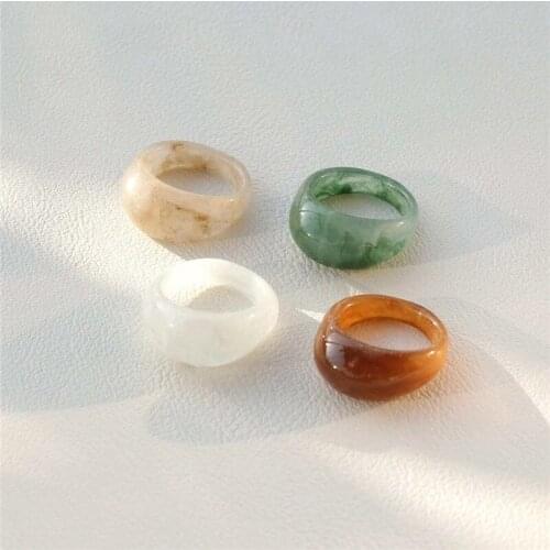 Trendy Colourful Transparent 2021New Resin Acrylic Ring For Women Korean Creative Geometric Square Round Irregular Rings Jewelry