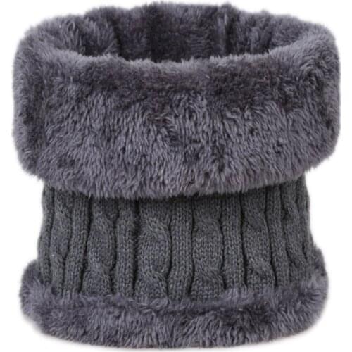 Unisex Winter Warm Neck Scarf Thickened Wool Collar Velvet Cotton Knitted Scarves Boys Girls Loop Scarf For Women Men Children