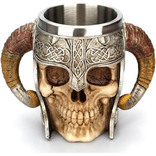 18pcs/lot Stainless Steel Creative 3D Skeleton Knight Beer Mugs Beer Cup Skull Cup Christmas/Halloween Gift Bar Drinkware