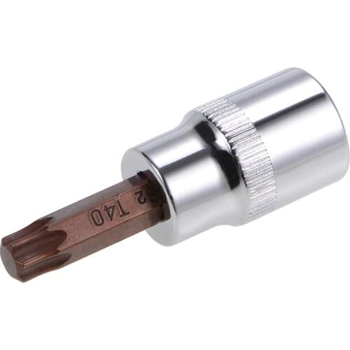 Uxcell 3/8-Inch Drive Bit Sockets Torx T20/30/40/45/50/55/60 S2 Steel 48mm Length Brass Silver Tone DIY Automotive Repairs